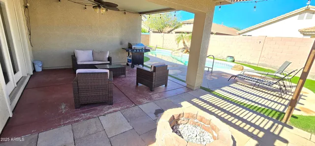 a outdoor space with furniture