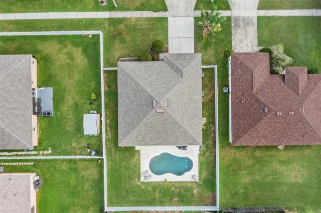 an aerial view of a house