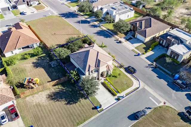 an aerial view of a house