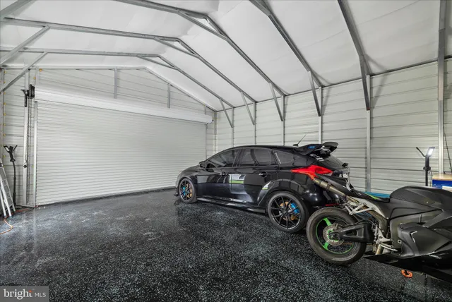 a car parked in a garage