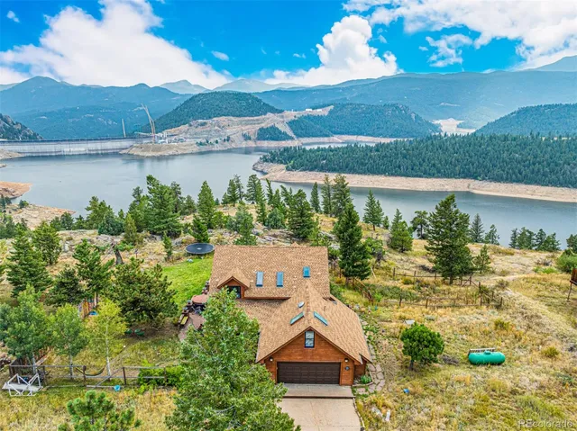 a view of lake with mountain