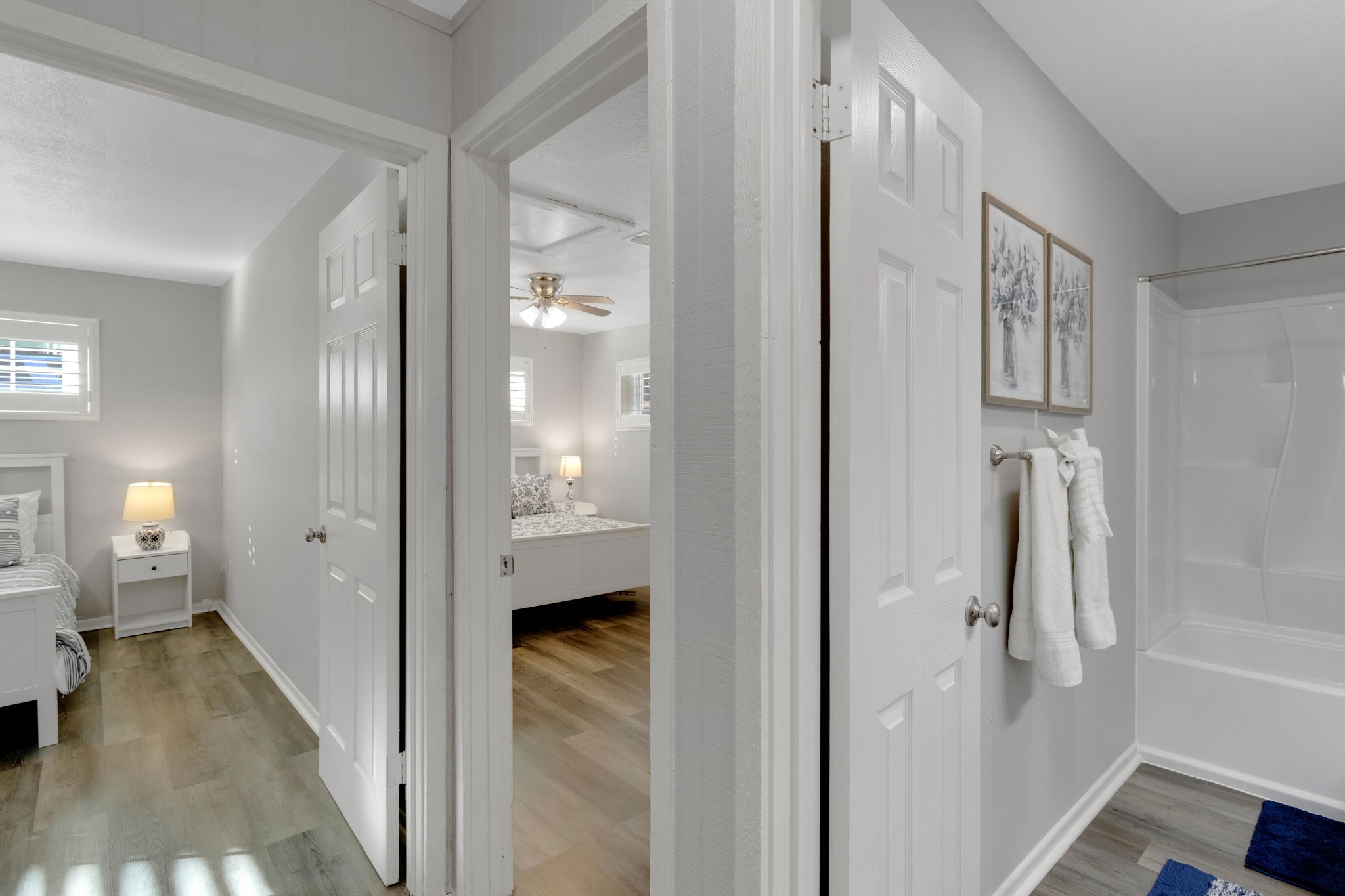 90 Harbour Lane Coldspring, TX 77331 - Photo 11 of 40 Hallway leading to both bedrooms and the full bath for convenient access and privacy.