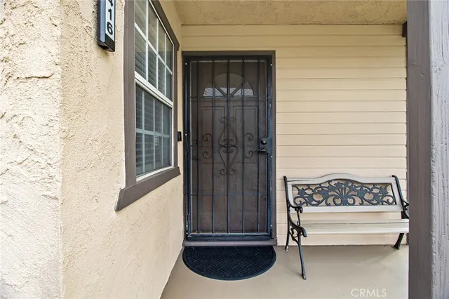 a view of wooden door