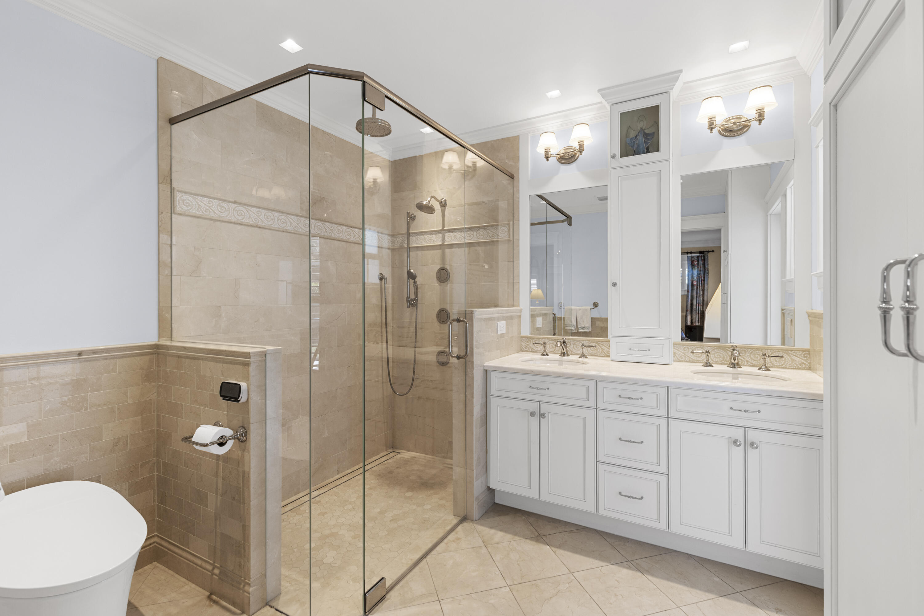 7501 Plantation Road Plantation, FL 33317 - Photo 19 of 57 a bathroom with a double vanity sink toilet mirror and shower