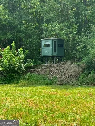 a view of a yard with a large trees