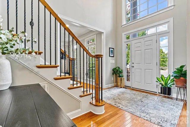 a workspace with furniture and a rug
