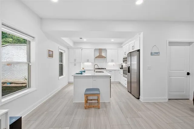 a view of a lake in middle of the town