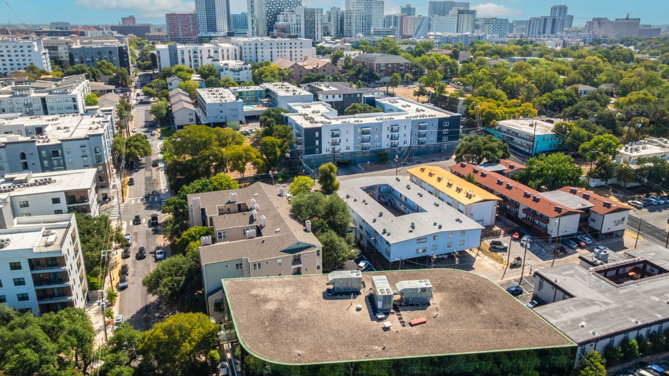 2410 Longview Street, Unit D101 Austin, TX 78705 - Photo 20 of 20 an aerial view of residential houses with outdoor space