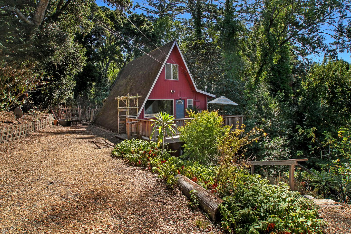 a backyard of a house with lots of green space
