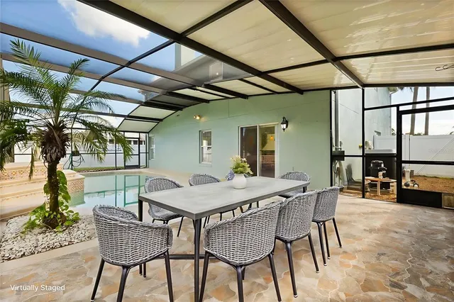 a view of a house with swimming pool and a yard