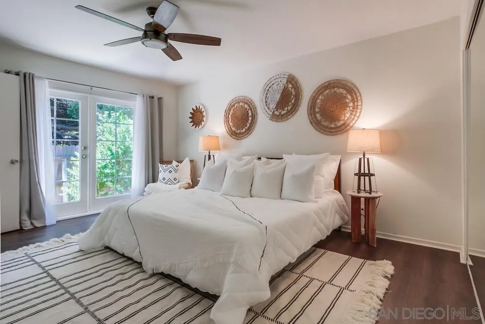 303-305 Sanford Street Encinitas, CA 92024 - Photo 13 of 41 a bedroom with bed and two window