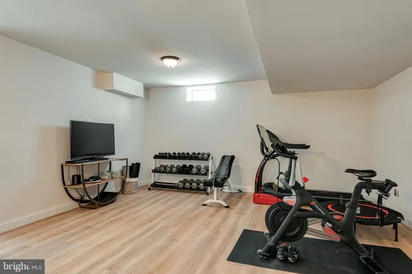 a view of a room with gym equipment
