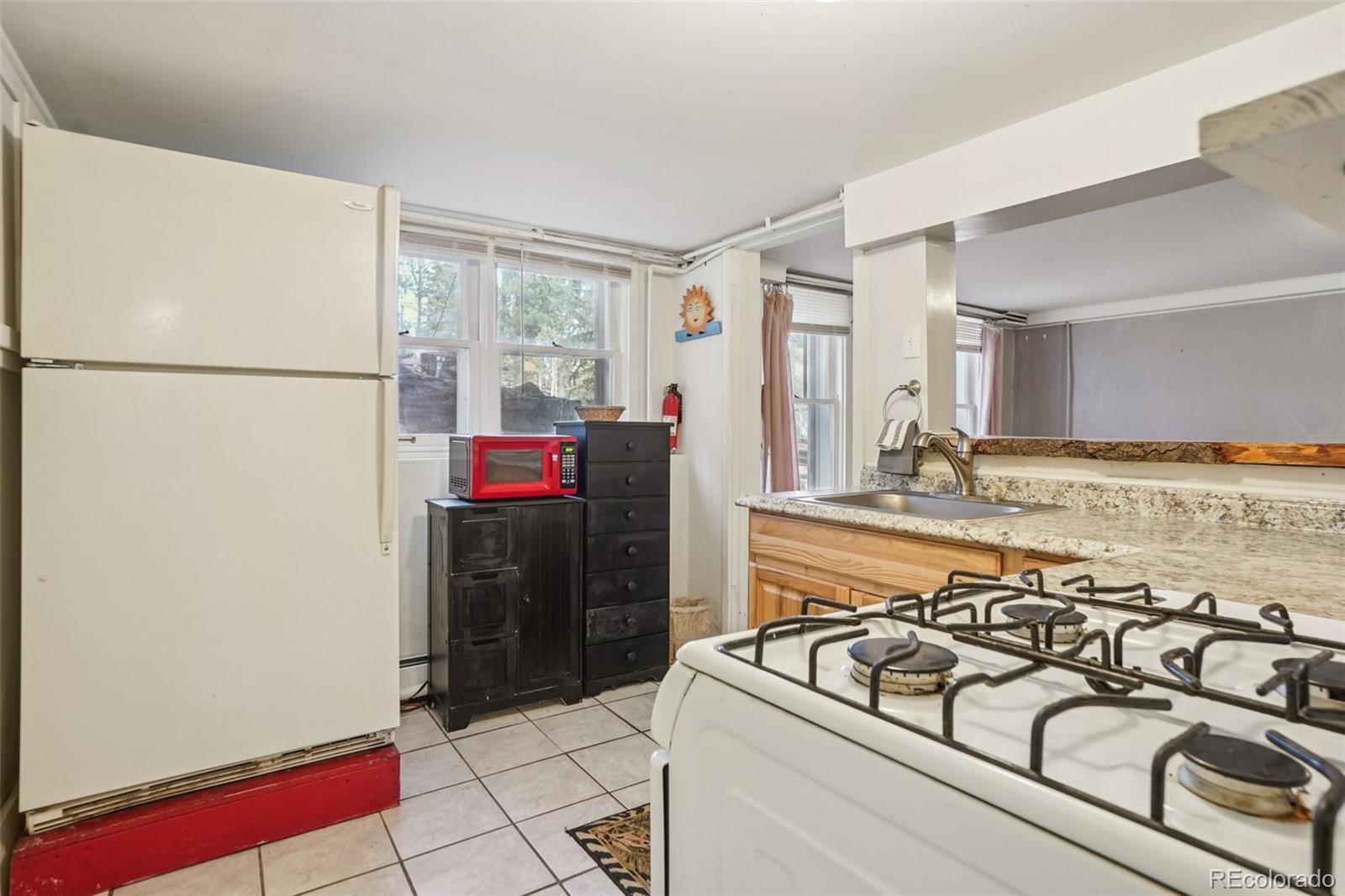 9025 Picabo Road Cascade, CO 80809 - Photo 32 of 44 a kitchen with a refrigerator and a stove top oven