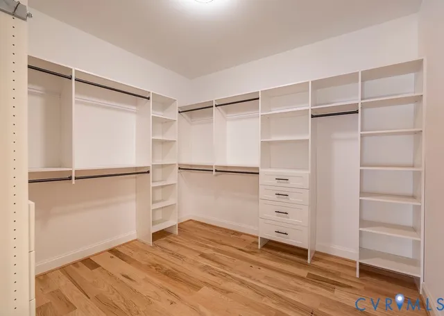 a view of an empty walk in closet