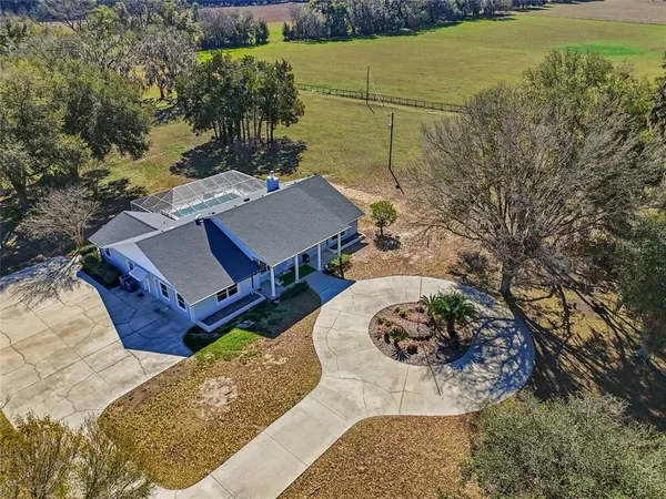 an aerial view of a house