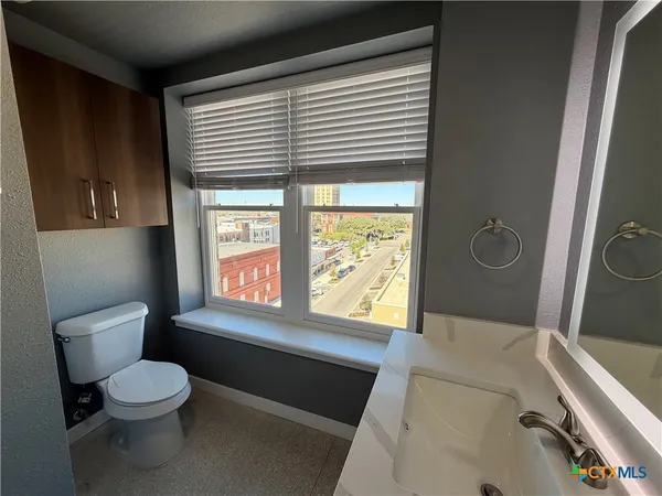 a bathroom with a toilet sink and window