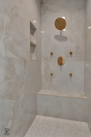 a bathroom with a shower