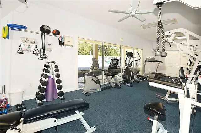 a view of a room with gym equipment