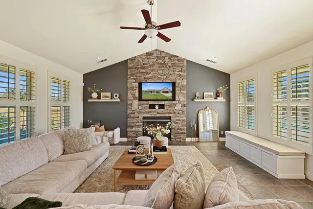 a bedroom with a bed and with furniture