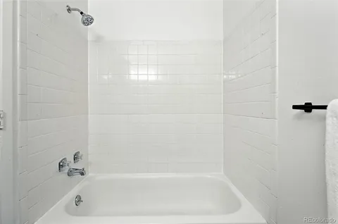 a bathroom with a bathtub