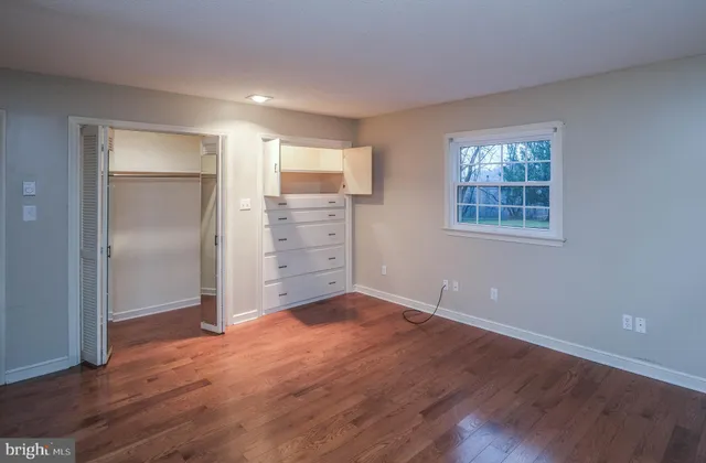 a view of an empty walk in closet