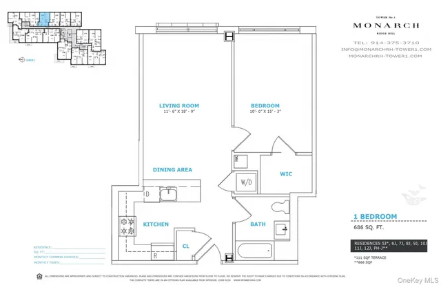 $415,000 | 701 Ridge Hill Boulevard, Unit 11J, Yonkers, NY 10710