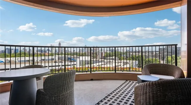 a building outdoor space with patio furniture