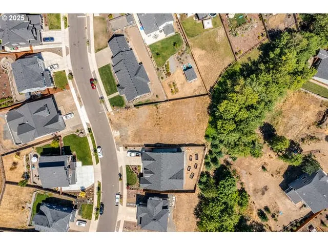 an aerial view of residential building and ocean