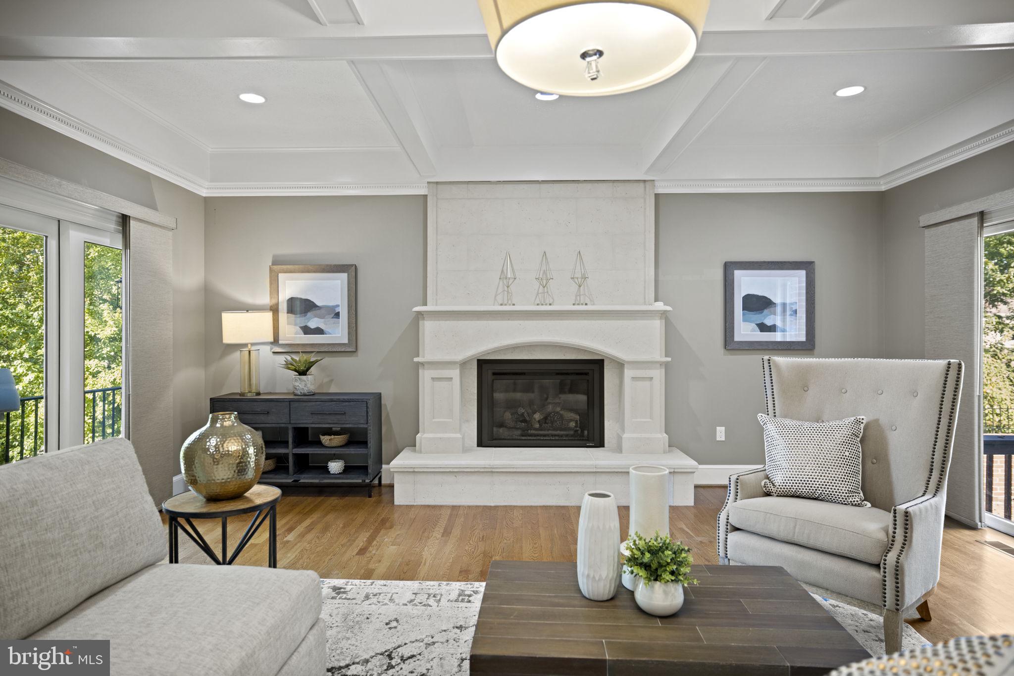 4006 Belle Rive Terrace Alexandria, VA 22309 - Photo 11 of 68 Limestone Floor to Ceiling Fireplace in Great Room