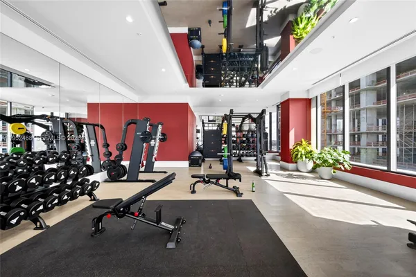 a view of a room with gym equipment