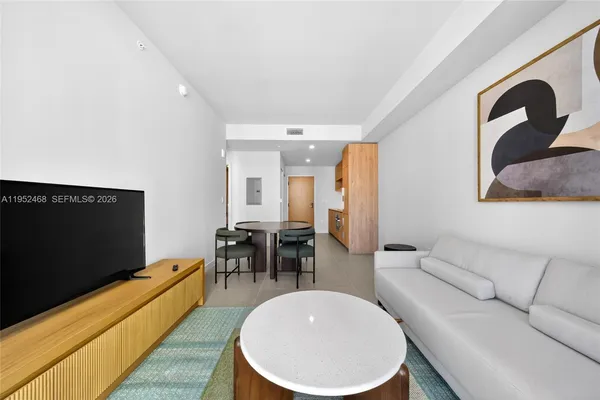 a living room with furniture