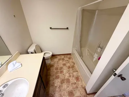 a bathroom with a sink and a shower