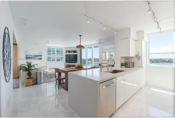 a kitchen with lots of counter top space
