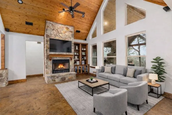 a view of living room filled with furniture