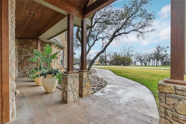 a view of a lake in middle of the town