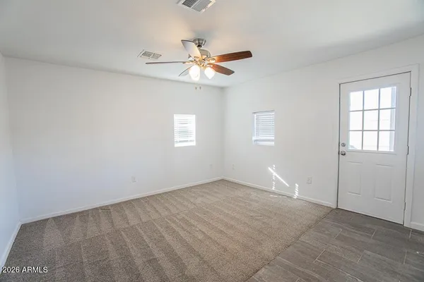 a view of an empty walk in closet