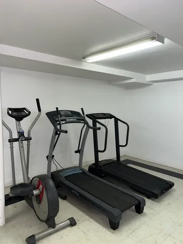 a room with gym equipment