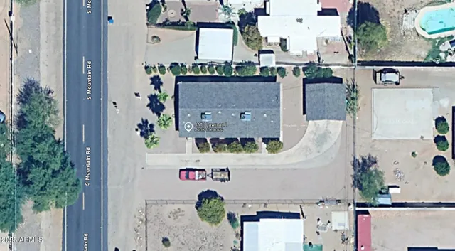 an aerial view of a house