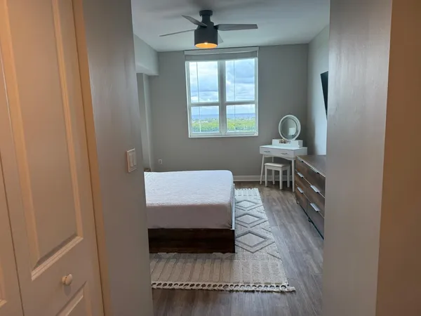 a view of a bathroom from a hallway