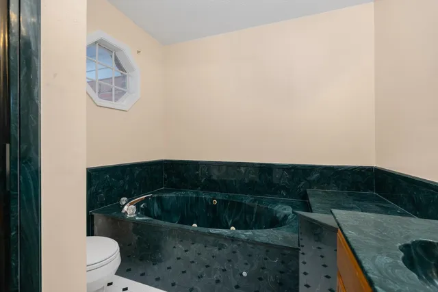 a bathroom with a toilet and a sink