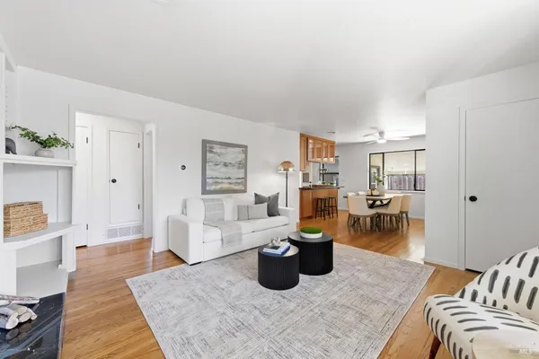 a living room with furniture