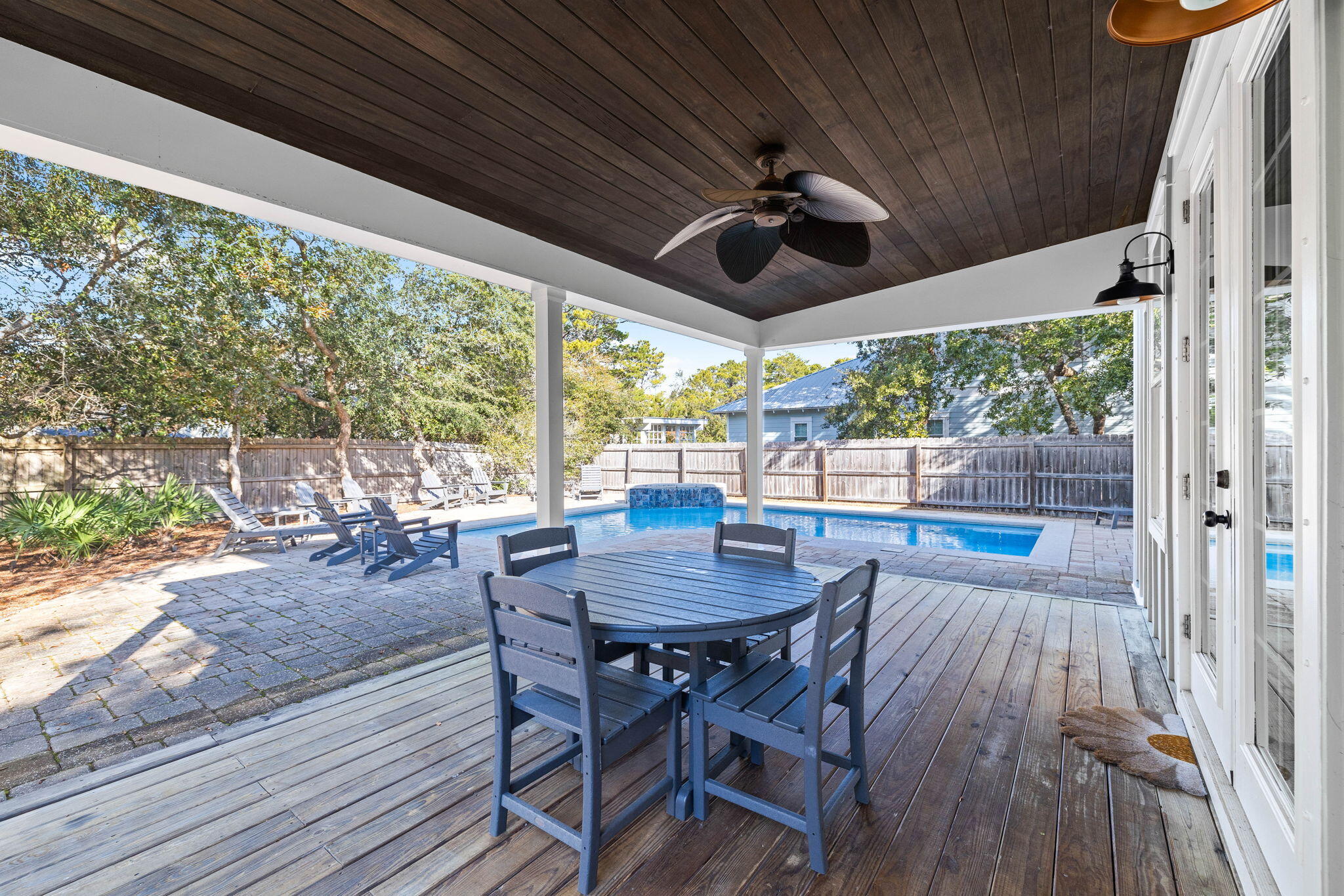 131 Clareon Drive Inlet Beach, FL 32461 - Photo 47 of 62 a view of a dining room with furniture wooden floor and chandelier
