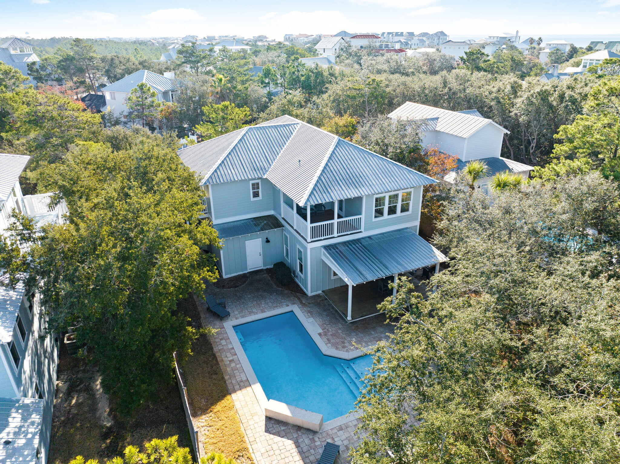 131 Clareon Drive Inlet Beach, FL 32461 - Photo 56 of 62 an aerial view of a house with a yard and balcony