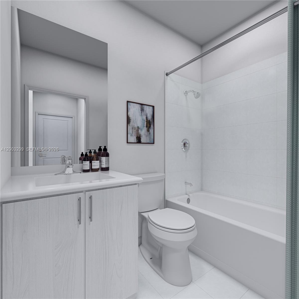 19659 Southwest 337th Terrace Homestead, FL 33034 - Photo 3 of 13 a bathroom with a toilet sink a mirror a shower and vanity