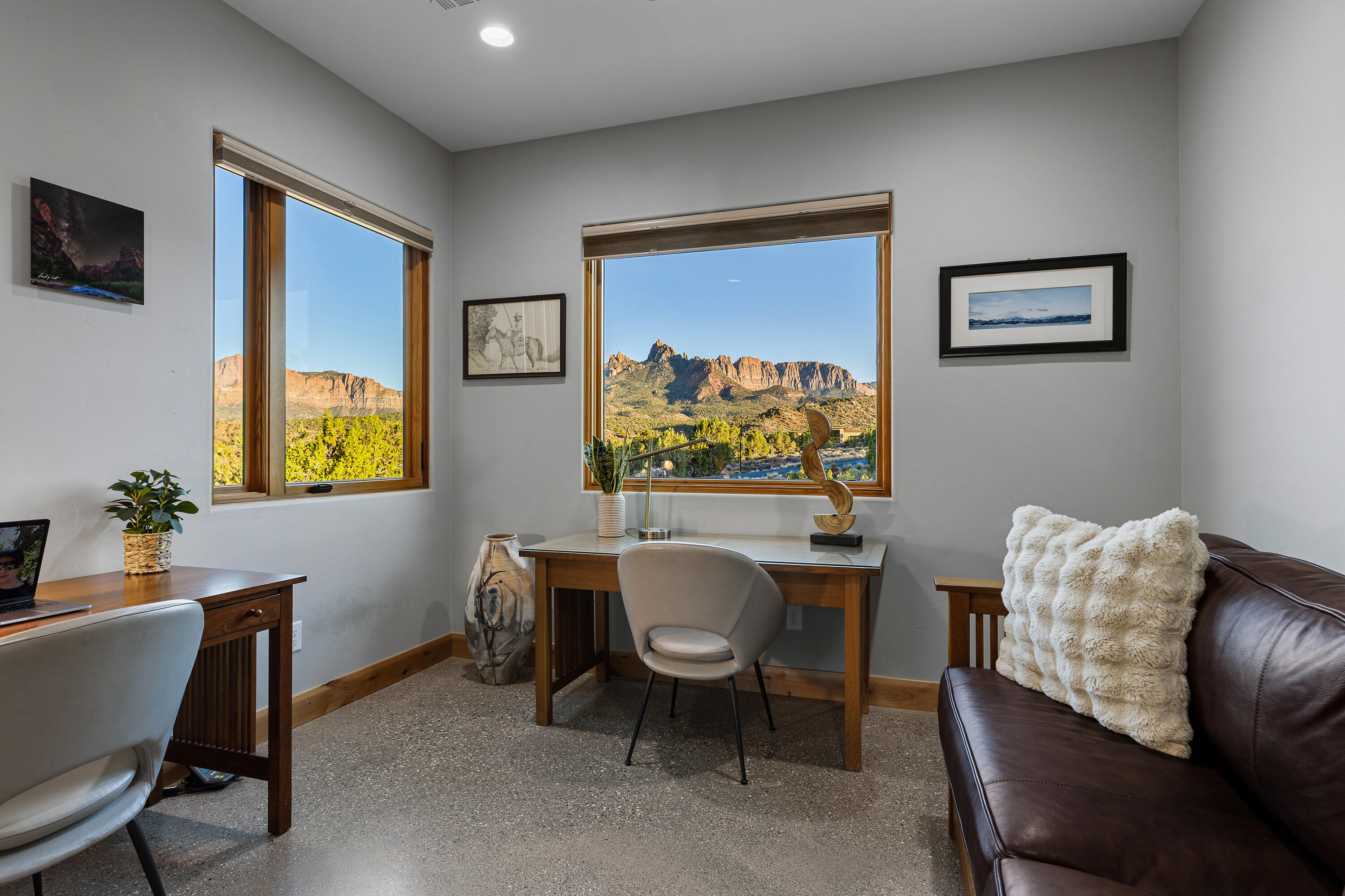 3000 Navajo Way Springdale, UT 84767 - Photo 32 of 63 Dedicated home office with a window overlooking the cliffs and natural wash