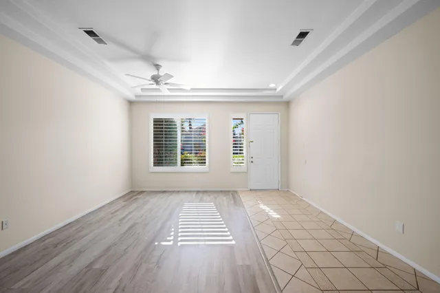 an empty room with windows