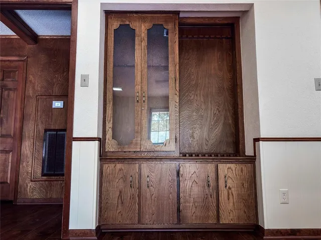a view of a door with wooden door