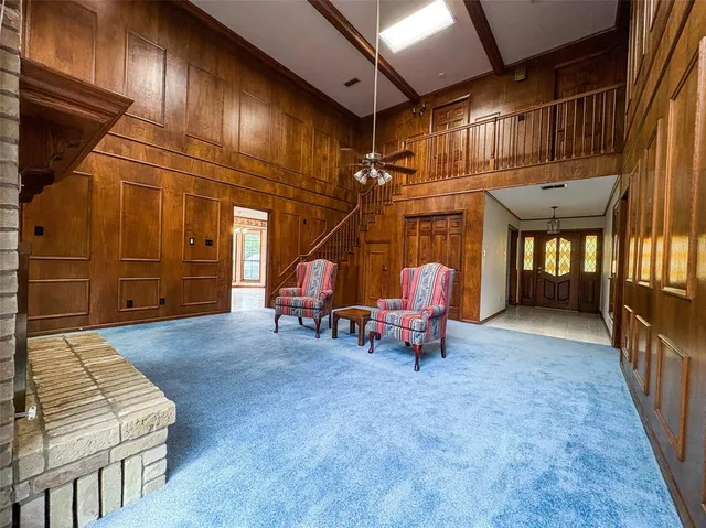 a view of a chairs in a room