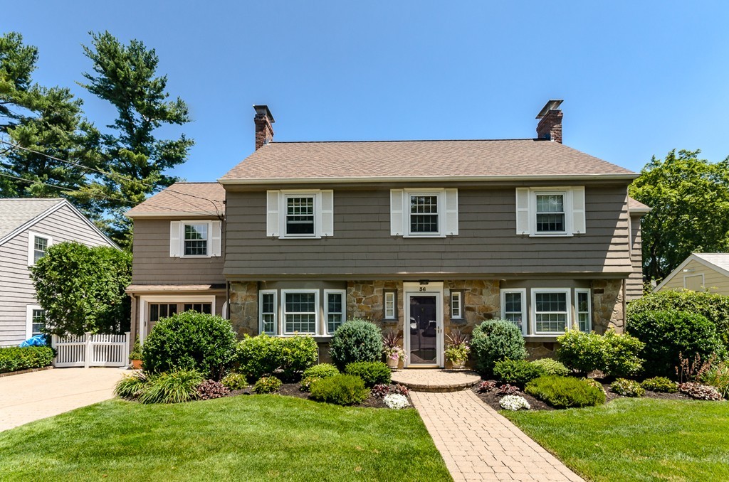36 Sheldon Road Newton, MA 02459 - Photo 1 of 16 a front view of a house with a yard