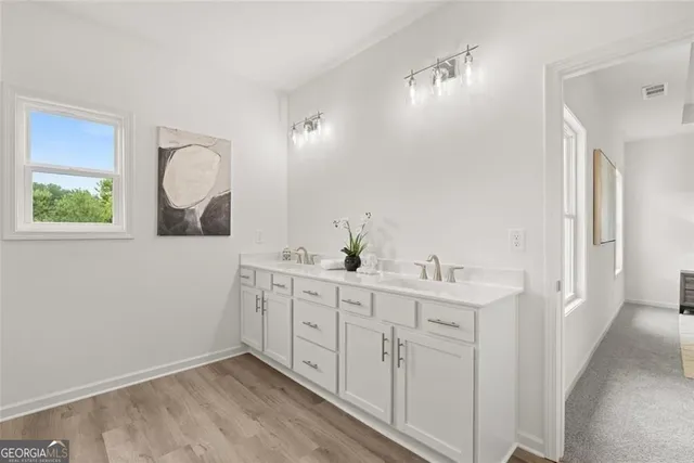 an empty room with windows